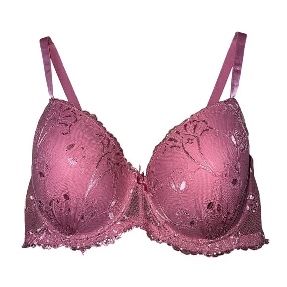 42C Rene Rolf Bra Pure Beauty Underwire Molded Foam Cups Pretty in Pink Sexy - Picture 1 of 6